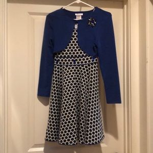 Polka dot dress with sweater